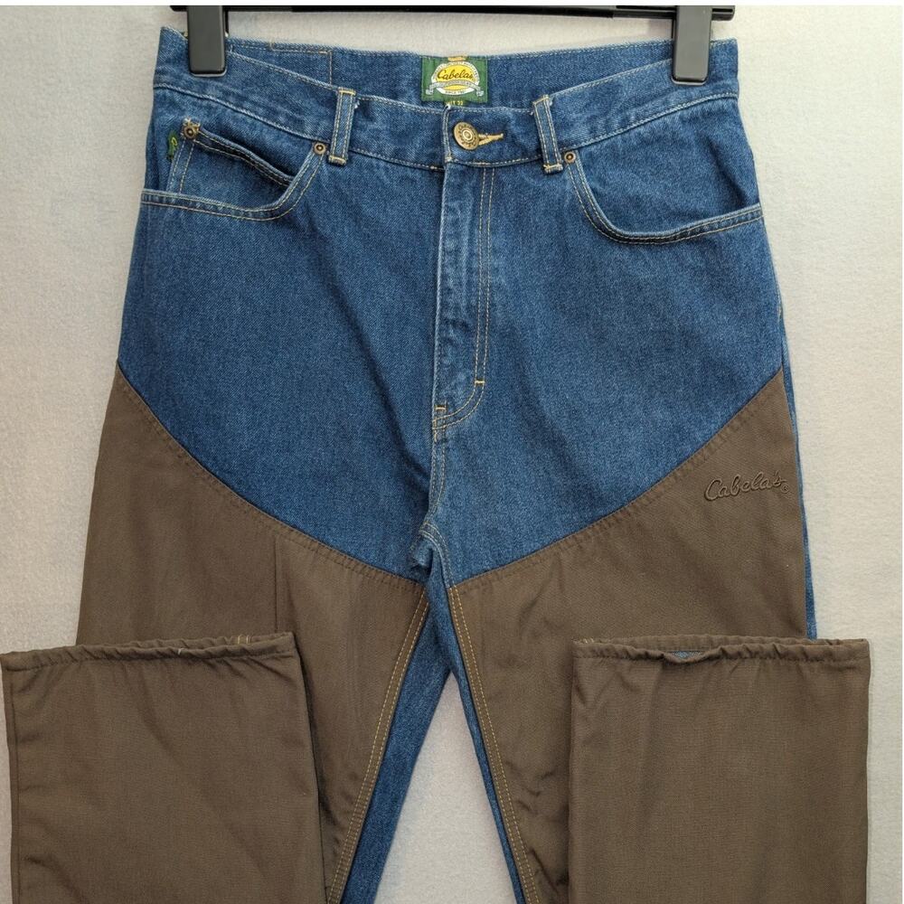 Cabelas Classic Fit Upland Hunting Jeans Mens 32x30 Denim Brown Canvas Overlay
